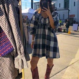 cotton/linen buffalo check dress